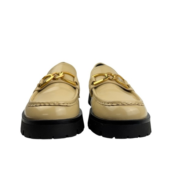 Nine West Womens Gemay 3 Patent Slip On Loafer Heels Shoes Comfort Neutral SZ 9M - Picture 3 of 16